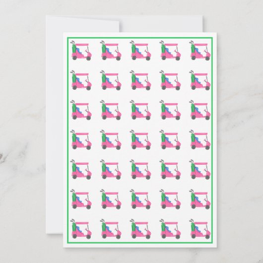 Invitation Panier de golf Preppy Pink (Dos)