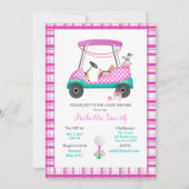 Invitation Panier de golf rose avec fournitures pour bébé Bab (Devant)
