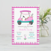 Invitation Panier de golf rose avec fournitures pour bébé Bab (Debout devant)