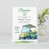 Invitation Panier de golf vert et blanc vibrant 40e anniversa (Debout devant)