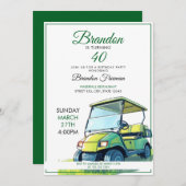 Invitation Panier de golf vert et blanc vibrant 40e anniversa (Devant / Derrière)