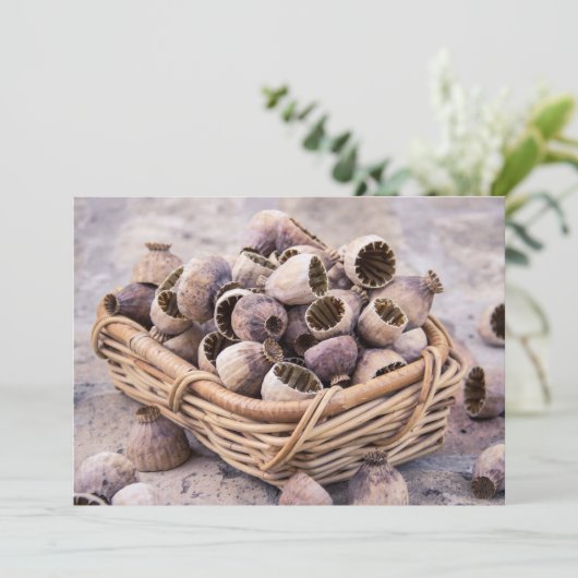 Invitation Panier de graines de pavot séché (Debout devant)