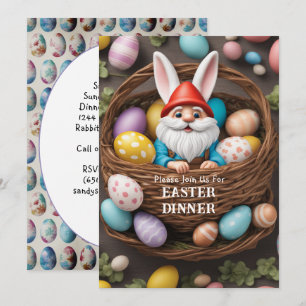Invitation Panier de lapin nain d'œufs de dîner de Pâques