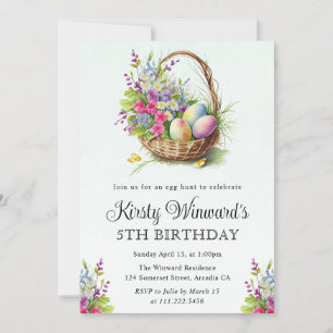 Invitation Panier de Pâques Fleurs de Printemps Aquarelle Ann