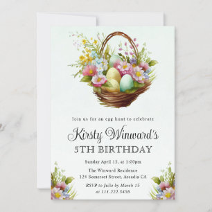 Invitation Panier de Pâques fleurs de printemps aquarelle Ann