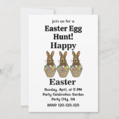 Invitation Panier de Pâques Lapin Joyeuses Pâques (Devant)