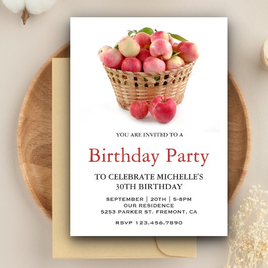 Invitation Panier de pomme fête d'anniversaire