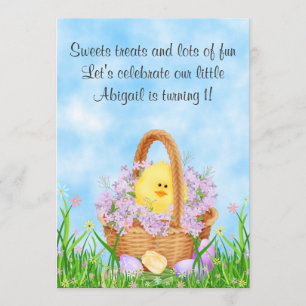 Invitation Panier de poussette et de Pâques 1er appel d'anniv