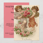 Invitation Panier de Roses de Cupidon Chérubin Ange Invitatio (Devant / Derrière)