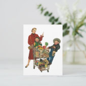 Invitation Panier d'épicerie Retro Family, Mom and Kids (Debout devant)