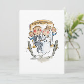 Invitation Panier devant le cheval, couple mariage (Debout devant)