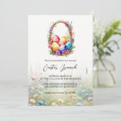 Invitation Panier d'oeufs d'aquarelle moderne Brunch de Pâque (Debout devant)