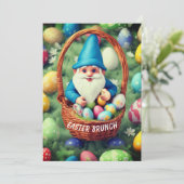 Invitation Panier d'oeufs de Gnome de charme Brunch de Pâques (Debout devant)