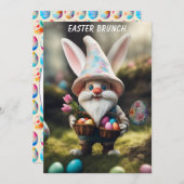 Invitation Panier d'oeufs de lapin Gnome Brunch de Pâques (Devant / Derrière)