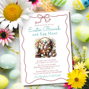 Invitation Panier d'oeufs vintage Lapin en chocolat Déjeuner