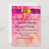 INVITATION PANIER ÉLÉGANT, POULET, FLEURS ET OEUFS DE PÂQUES (Dos)