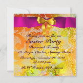 INVITATION PANIER ÉLÉGANT, POULET, FLEURS ET OEUFS DE PÂQUES (Dos)