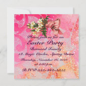 INVITATION PANIER ÉLÉGANT, POULET, FLEURS ET OEUFS DE PÂQUES (Dos)