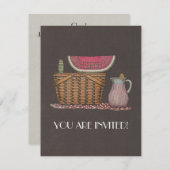 Invitation Panier et pastèque de pique-nique (Devant / Derrière)