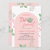 Invitation Panier Fraises Bow Two Sweet 2e anniversaire (Devant / Derrière)