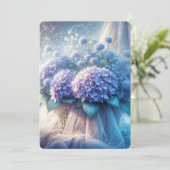 Invitation Panier Hydrangea Pour Renouvellement De Vow Mariag (Debout devant)