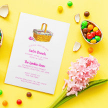 Panier illustré et Pâques rose oeuf