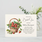 Invitation Panier mignon rempli de Fête des mariées de fraise (Debout devant)