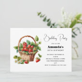 Invitation Panier mignon rempli de fraises Anniversaire (Debout devant)