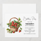 Invitation Panier mignon rempli de fraises Anniversaire (Devant / Derrière)