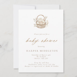 Invitation Panier minimaliste Baby shower neutre