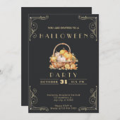 Invitation Panier noir et or Citrouille Halloween en tableau  (Devant / Derrière)