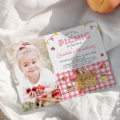 Invitation Panier Pique-nique En vichy rose Photo Pique-nique