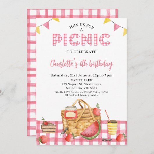 Invitation Panier Pique-Nique Panier Panier Pique-Nique Paid (Devant / Derrière)