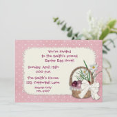 Invitation Panier rose de Pâques (Debout devant)