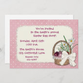 Invitation Panier rose de Pâques (Devant / Derrière)