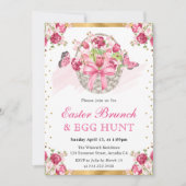 Invitation Panier rose et papillons Brunch de Pâques (Devant)