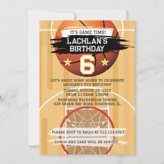 Invitation Paniers de Basketball C'est l'heure du jeu Anniver (Devant)