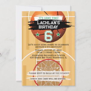 Invitation Paniers de Basketball C'est l'heure du jeu Anniver