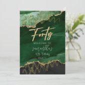 Invitation Panneau 40e anniversaire quarante Émeraude vert et (Debout devant)