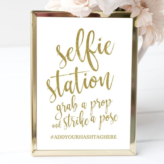 Invitation Panneau abordable de Station Selfie Paillettes Dor