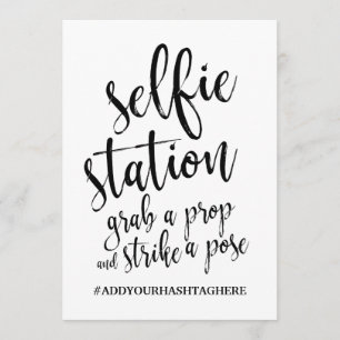 Invitation Panneau abordable Selfie Station noir et blanc