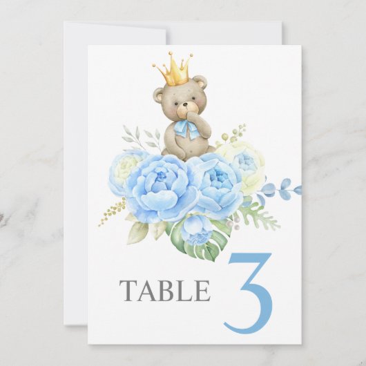 Invitation  Panneau baby shower Boy Teddy BearTable (Devant)