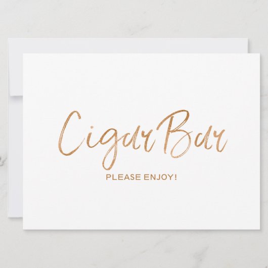 Invitation Panneau "Bar à cigares" pour mariage | Rose dorée  (Devant)