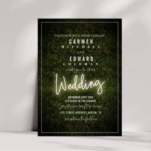 Invitation Panneau blanc Boxwood Mariage