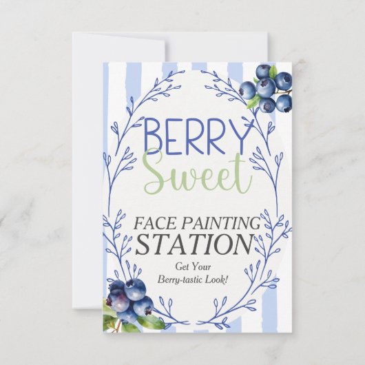 Invitation Panneau Bleu Berry Sweet Face Paint Station (Dos)