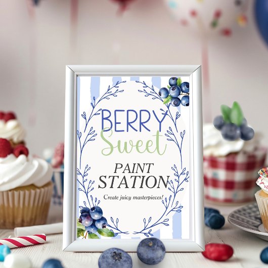 Invitation Panneau Bleu de la station de peinture Berry Sweet