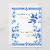 Invitation Panneau Bleu Élégant "Devinez combien de baisers" (Devant)