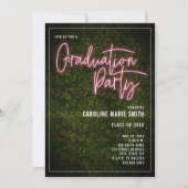 Invitation Panneau Boxwood Pink Neon Party Graduation (Devant)