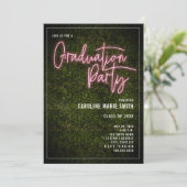 Invitation Panneau Boxwood Pink Neon Party Graduation (Debout devant)