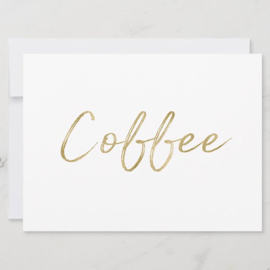 Invitation Panneau "Café" | Main Or Stylish Lettrée (Devant)